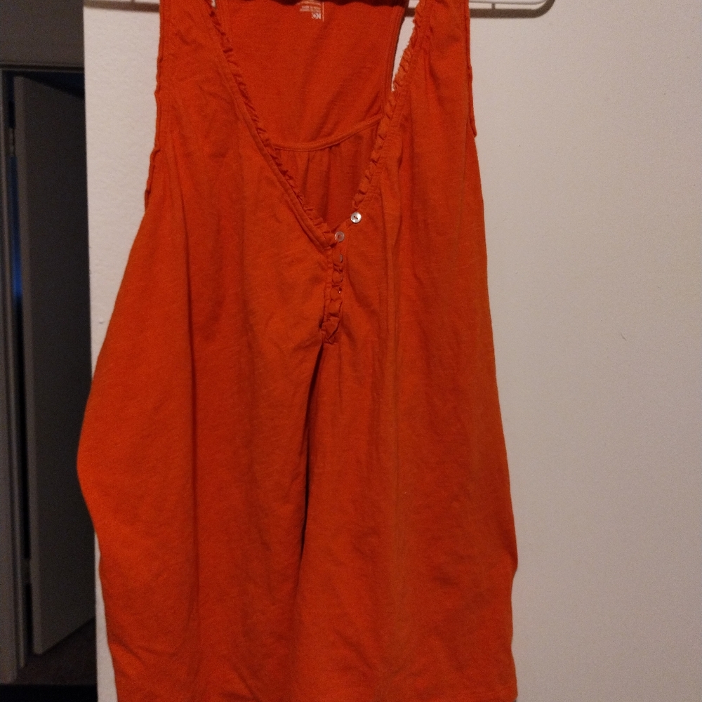 Old Navy Orange Sleeveless Tie Front Tank Top